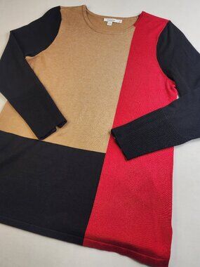 Chico’s Juniors Size 1 Small Colorblock Red Black Zip Long Sleeve Comfortable
